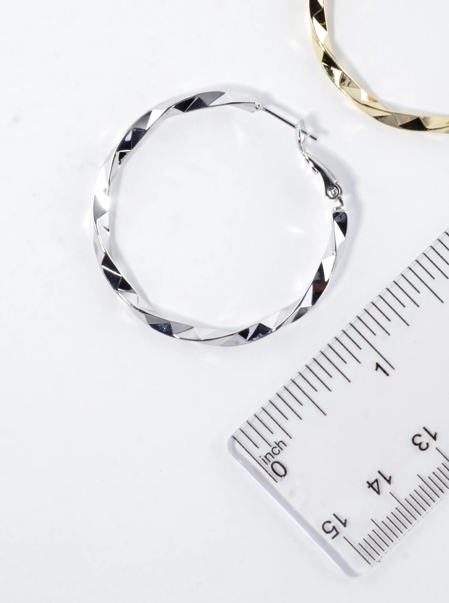 Geometric Cut Brass Hoop Earrings 1.5inch