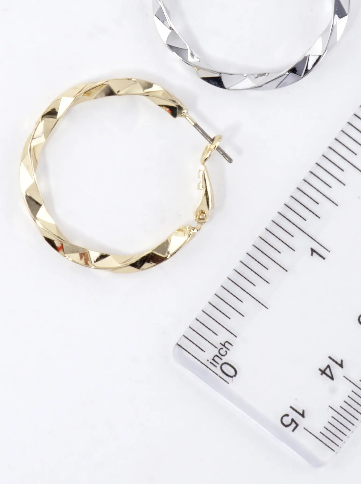 Geometric Cut Brass Hoop Earrings 1inch