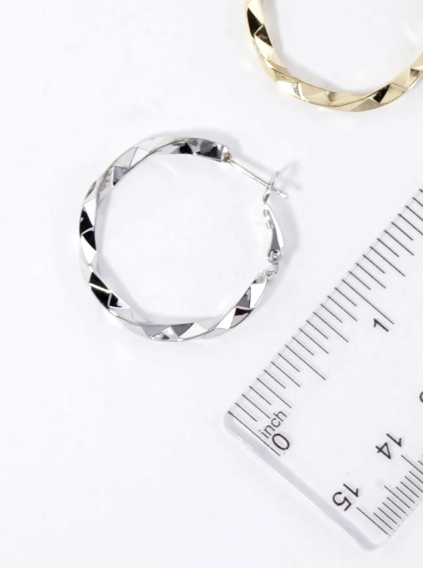 Geometric Cut Brass Hoop Earrings 1inch