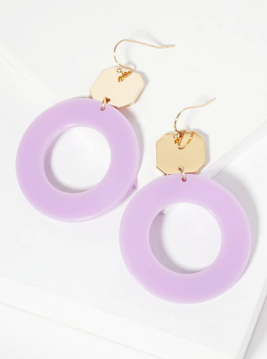 Geometric Cutout Acetate Circle Drop Octagon Dangle Earrings