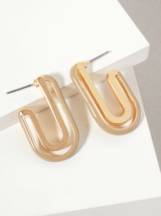 Geometric Cutout Arch-Shaped 30mm Enamel Hoop Earrings