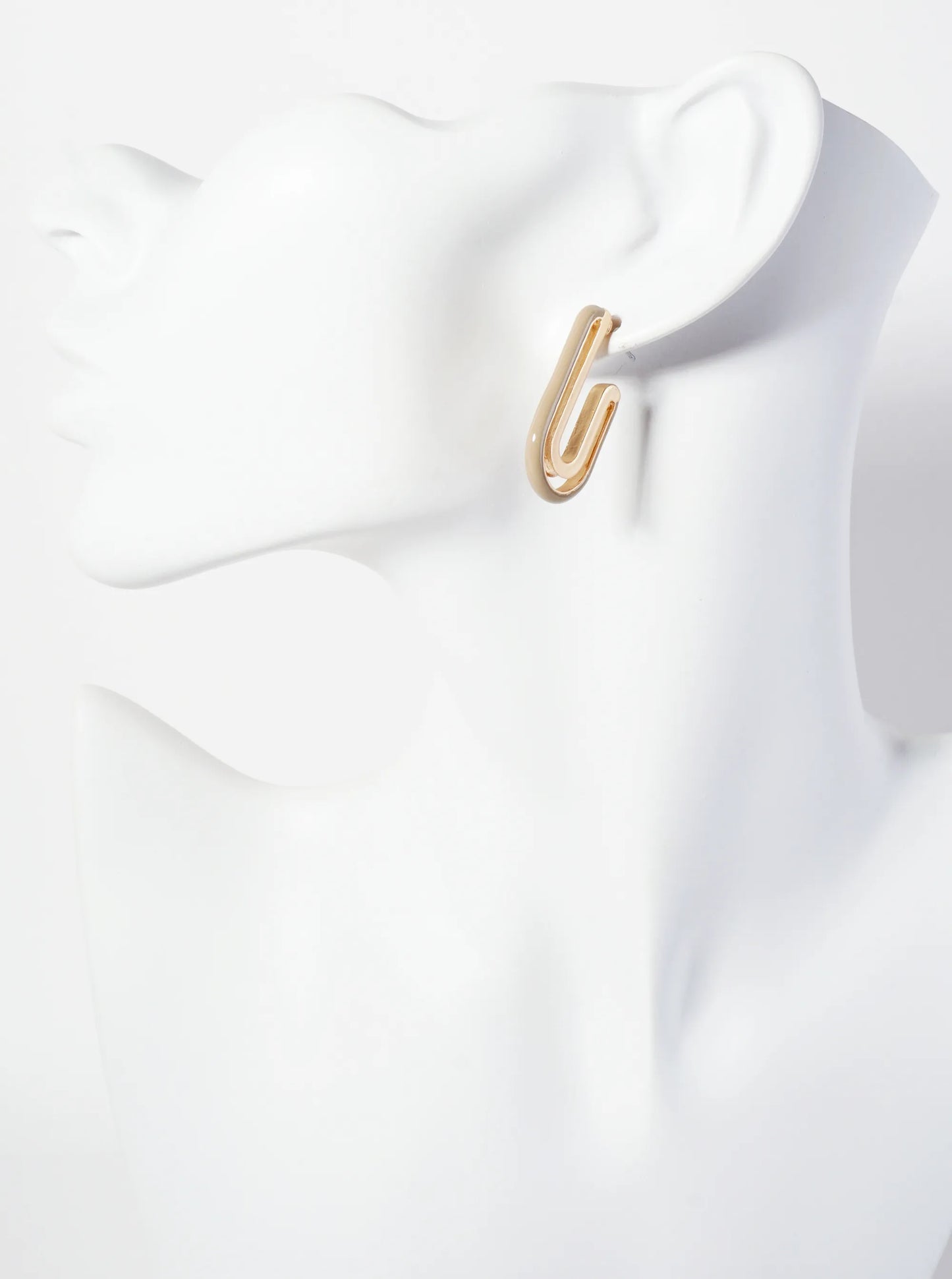Geometric Cutout Arch-Shaped 30mm Enamel Hoop Earrings