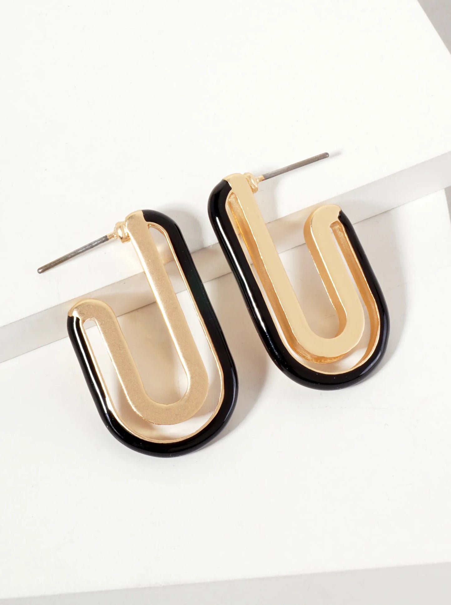 Geometric Cutout Arch-Shaped 30mm Enamel Hoop Earrings