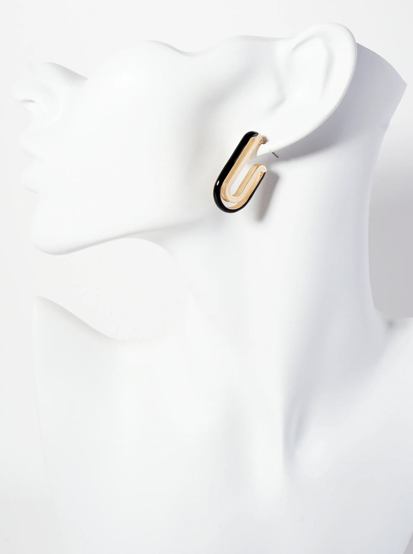 Geometric Cutout Arch-Shaped 30mm Enamel Hoop Earrings