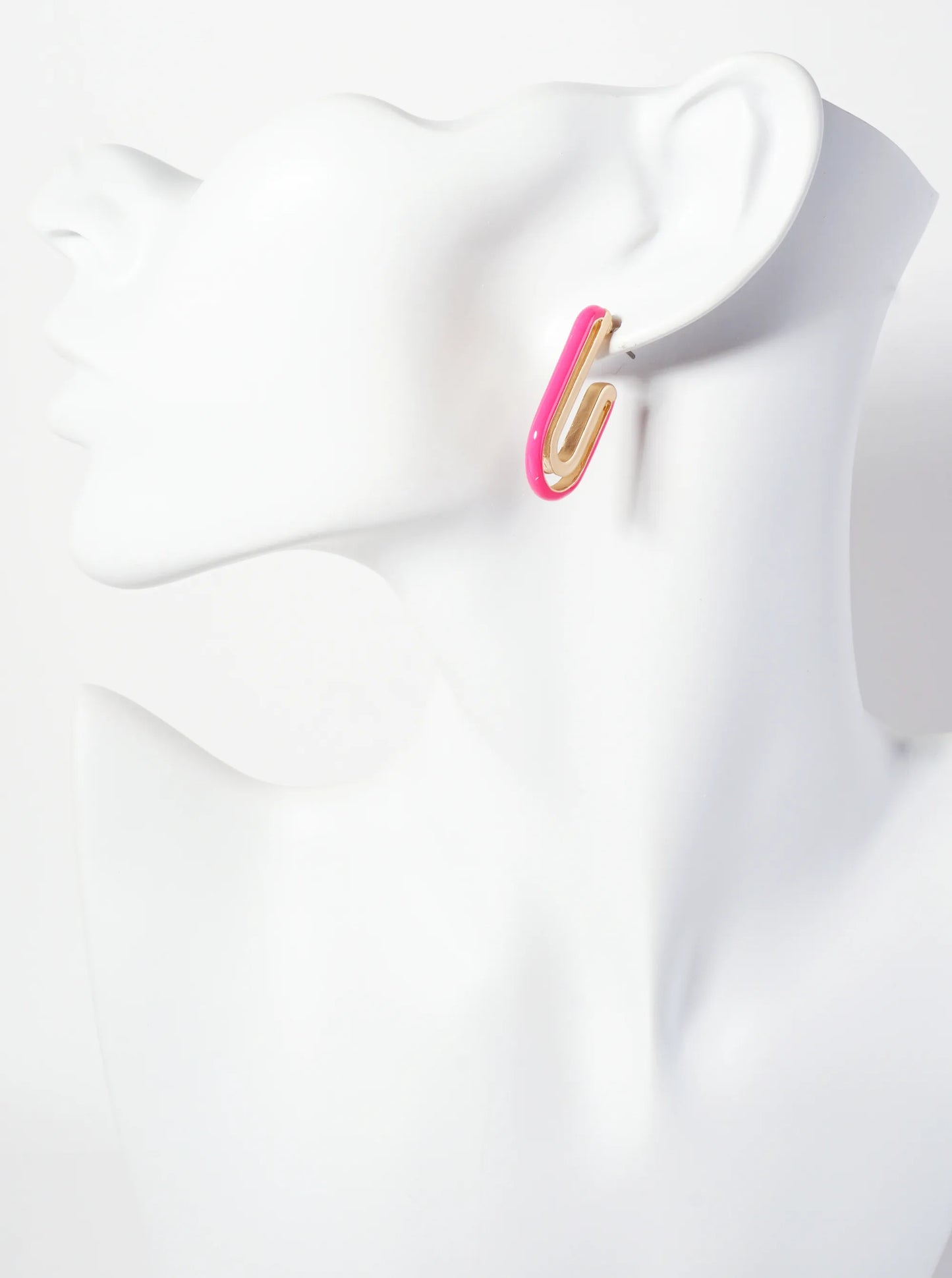 Geometric Cutout Arch-Shaped 30mm Enamel Hoop Earrings