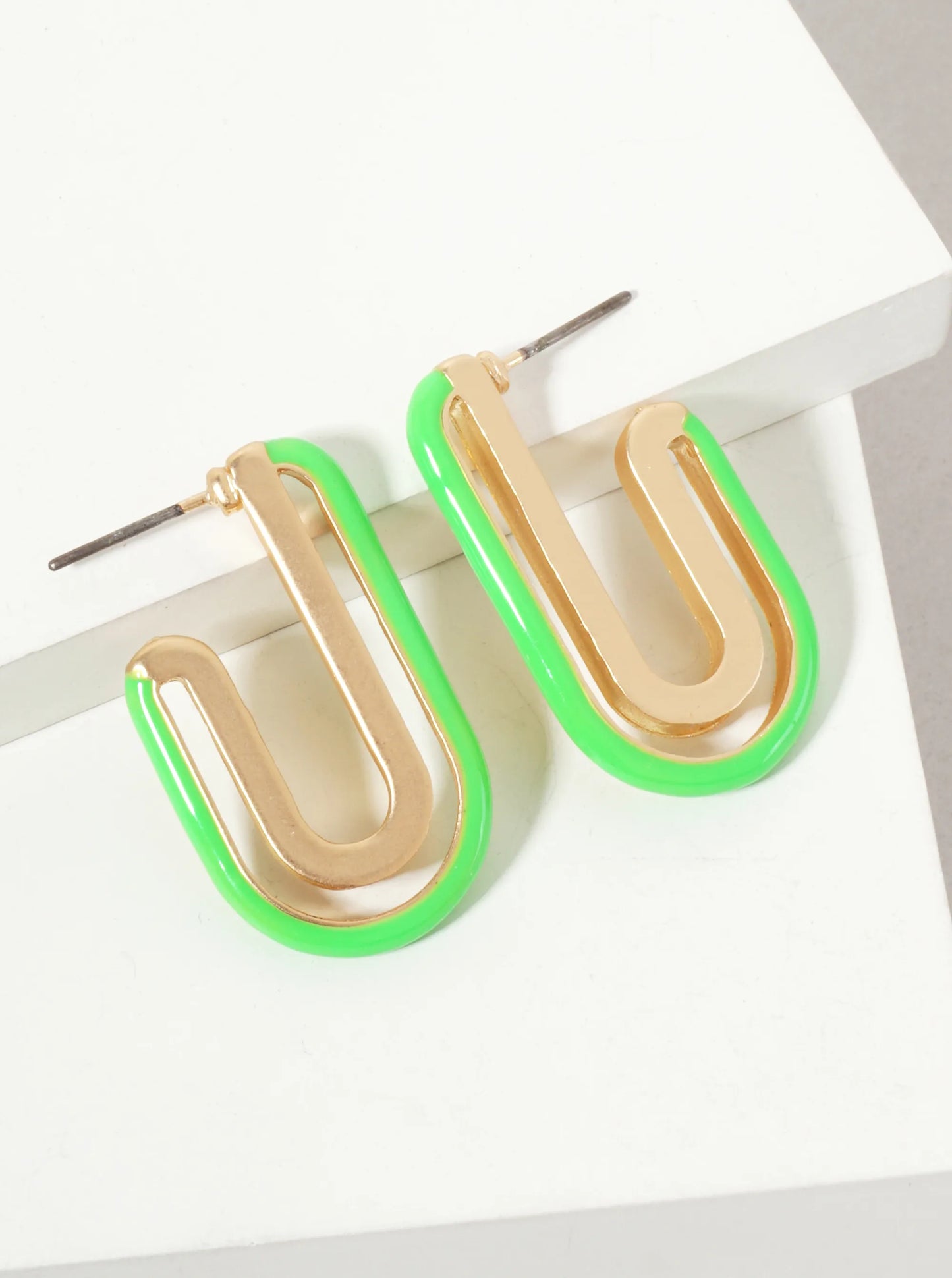 Geometric Cutout Arch-Shaped 30mm Enamel Hoop Earrings