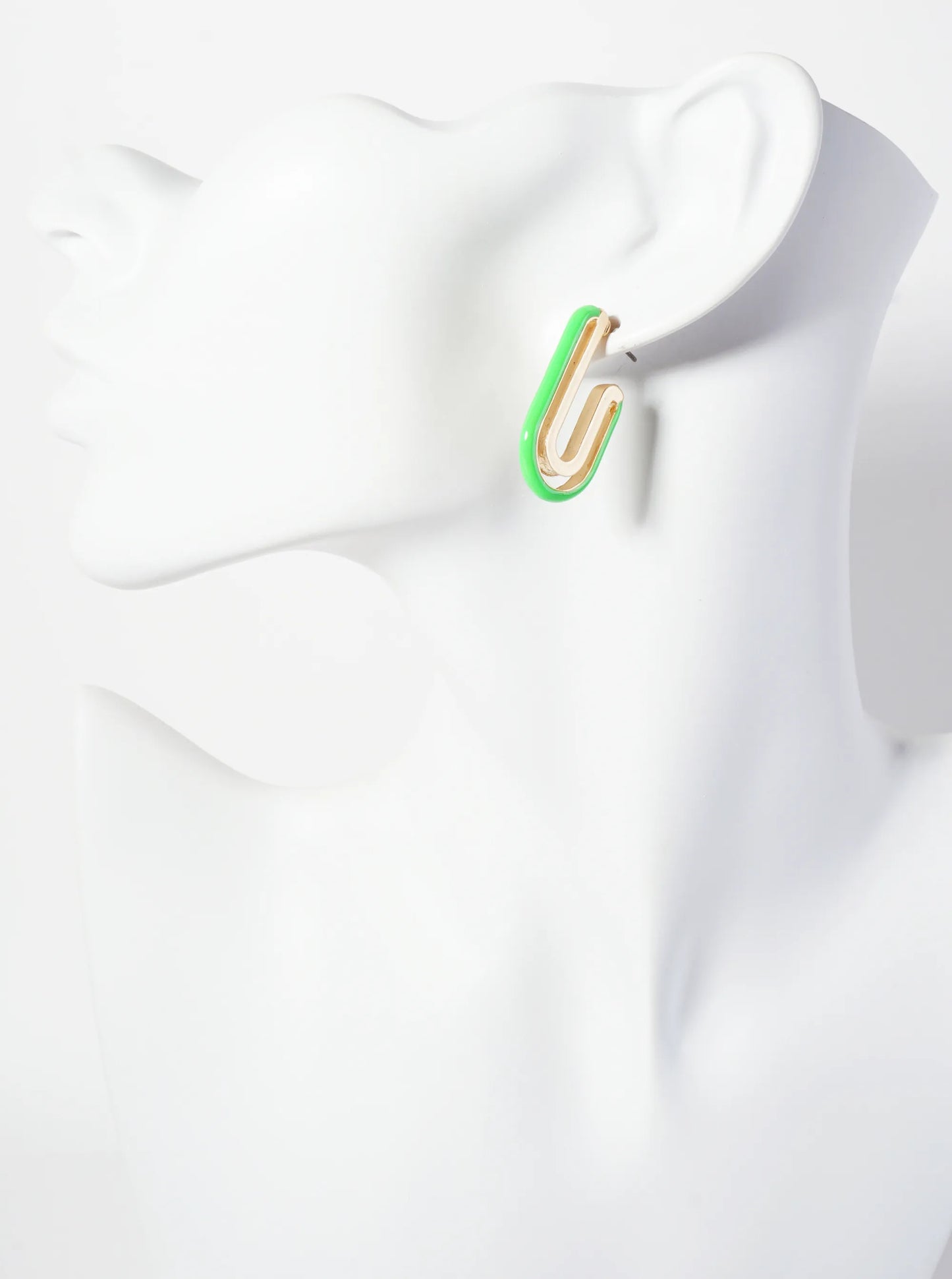 Geometric Cutout Arch-Shaped 30mm Enamel Hoop Earrings