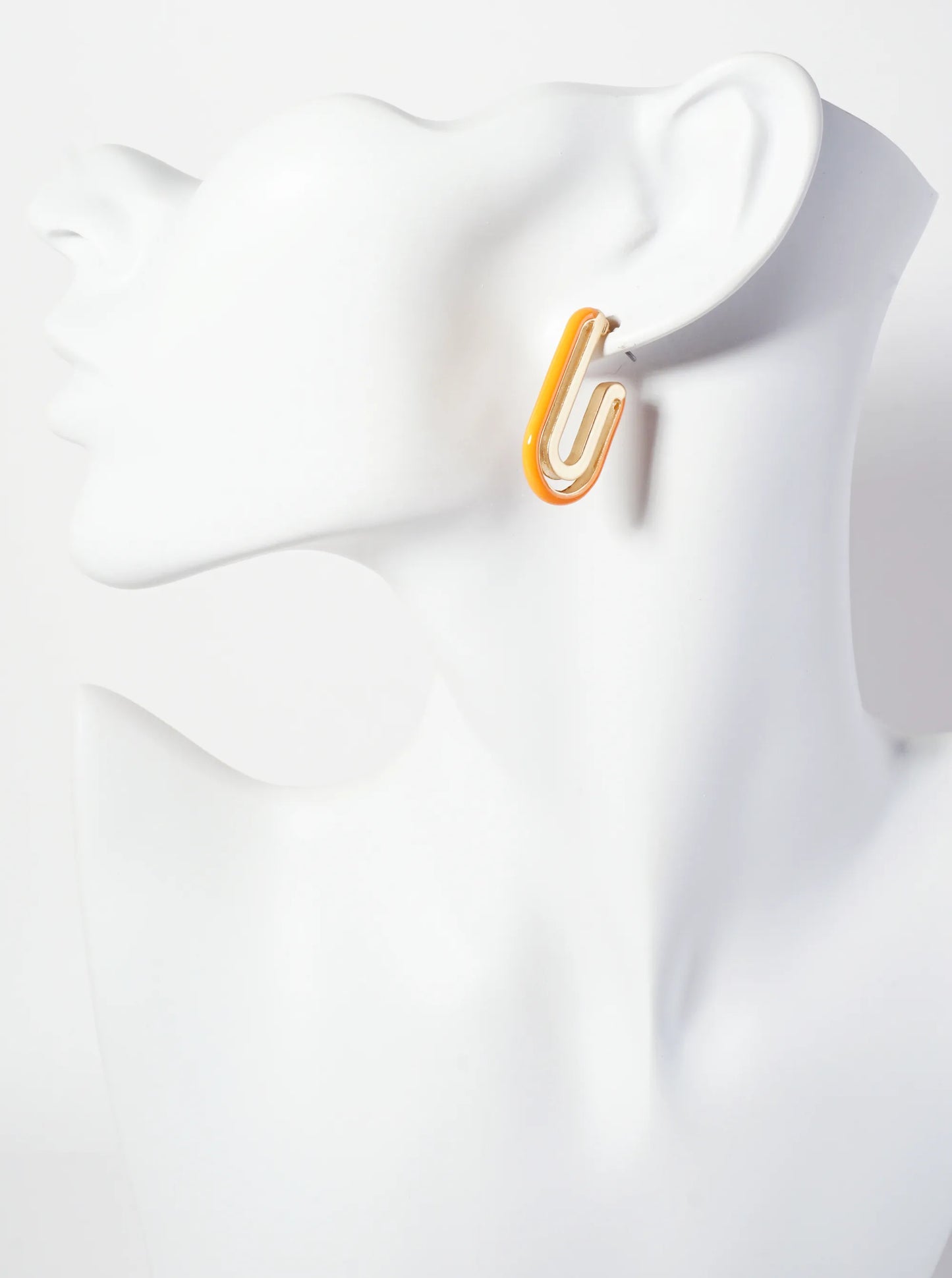 Geometric Cutout Arch-Shaped 30mm Enamel Hoop Earrings