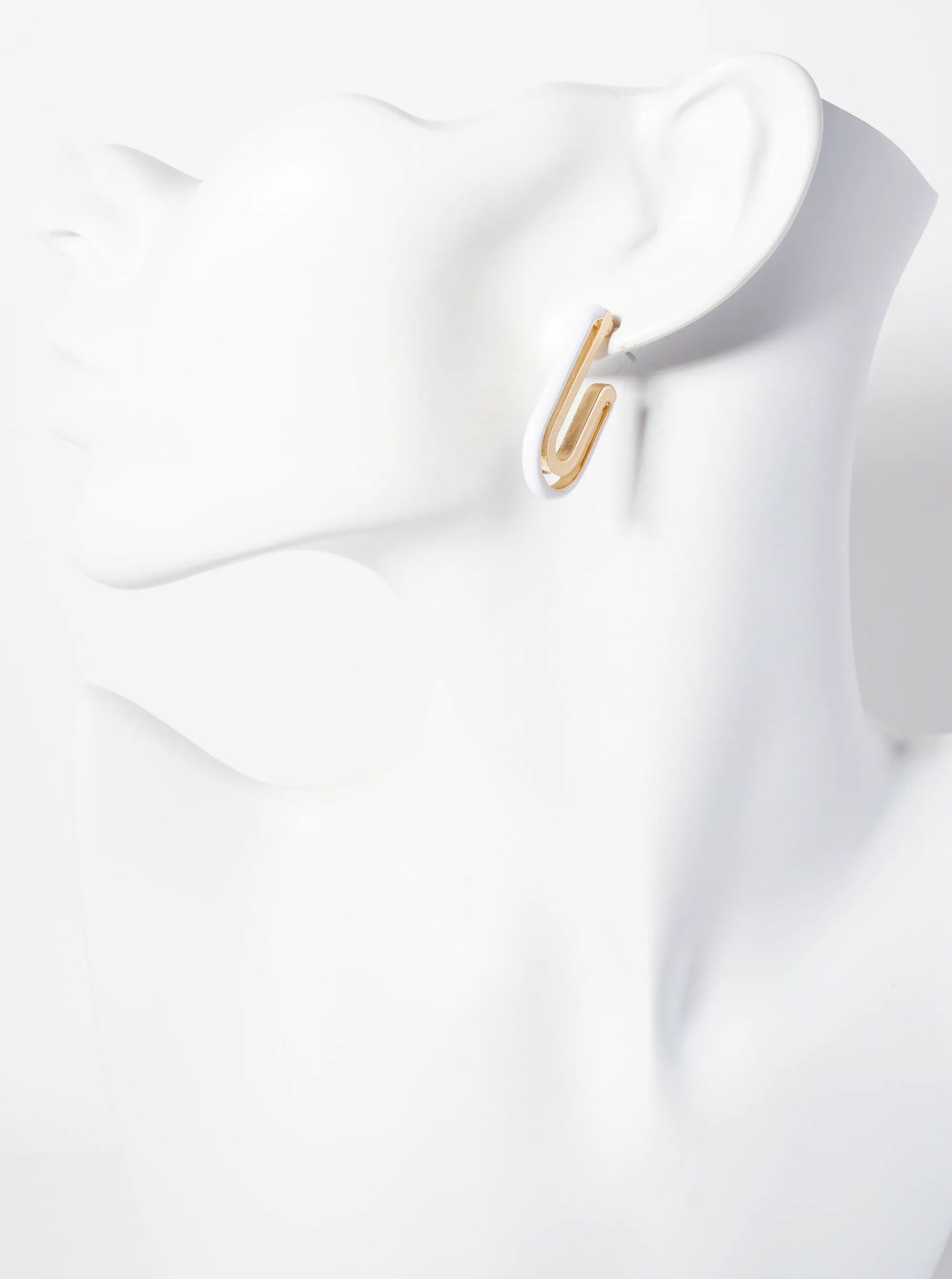 Geometric Cutout Arch-Shaped 30mm Enamel Hoop Earrings