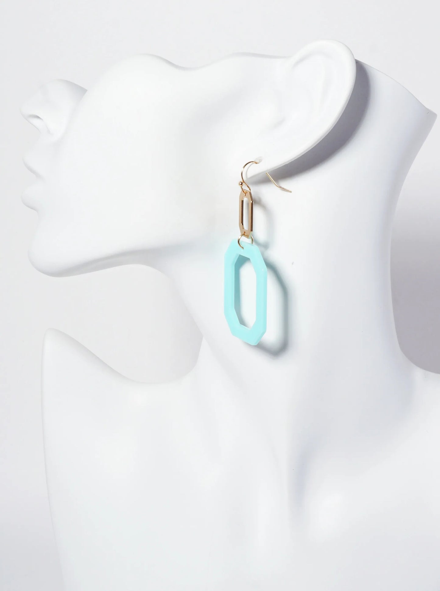 Geometric Double Cutout Acetate Octagon-Shaped Dangle Earrings