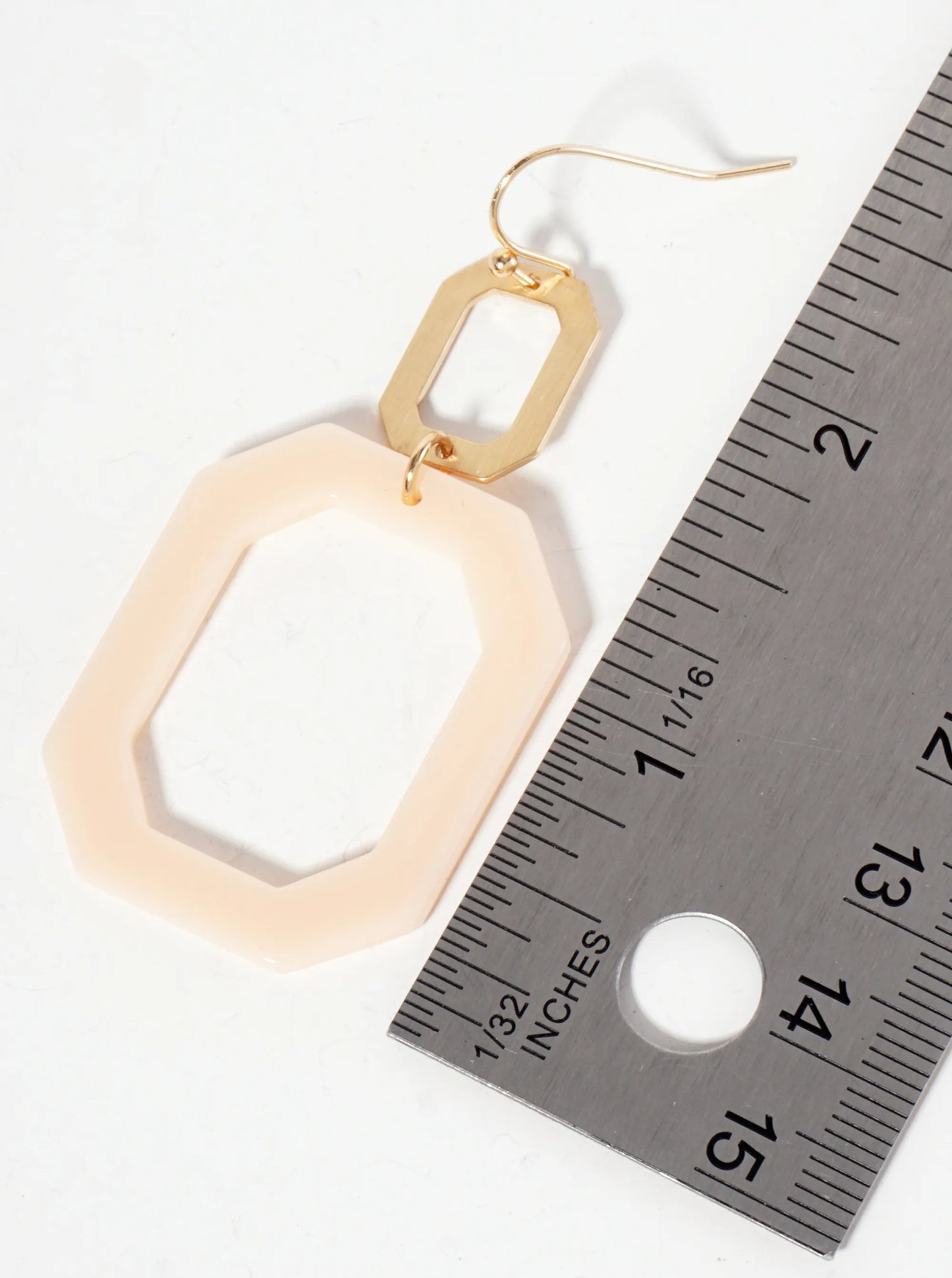 Geometric Double Cutout Acetate Octagon-Shaped Dangle Earrings