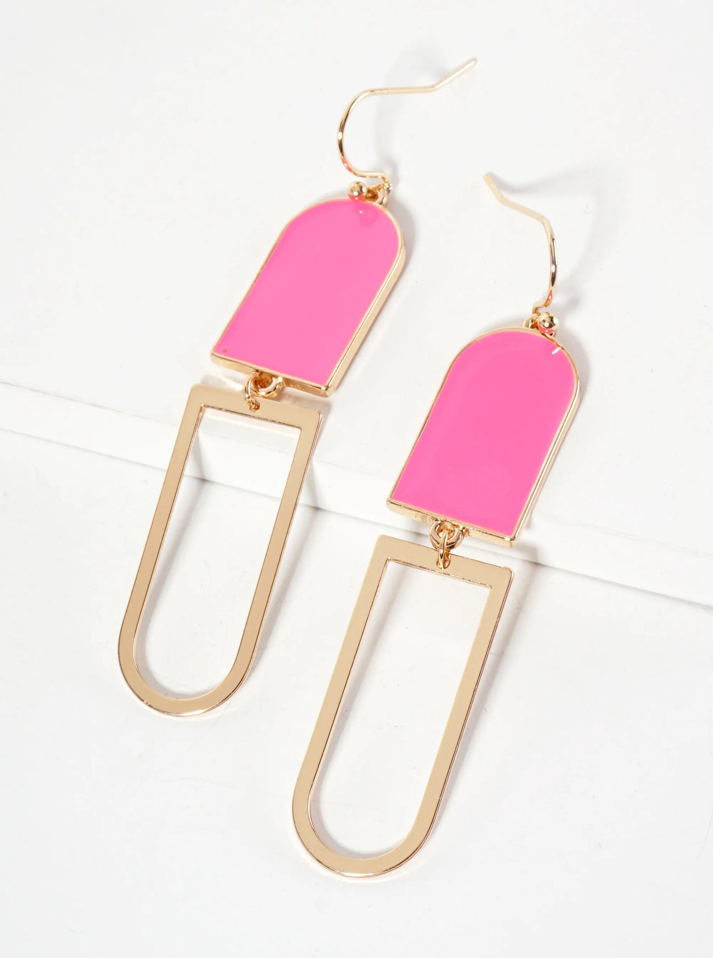 Geometric Enamel Dangle Drop Earrings