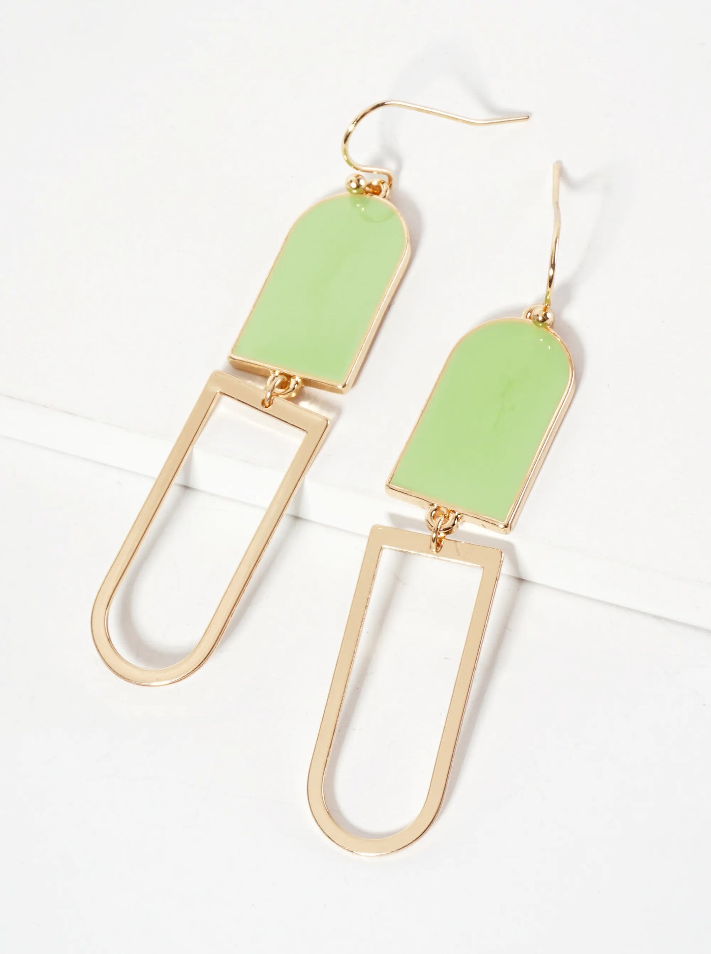 Geometric Enamel Dangle Drop Earrings
