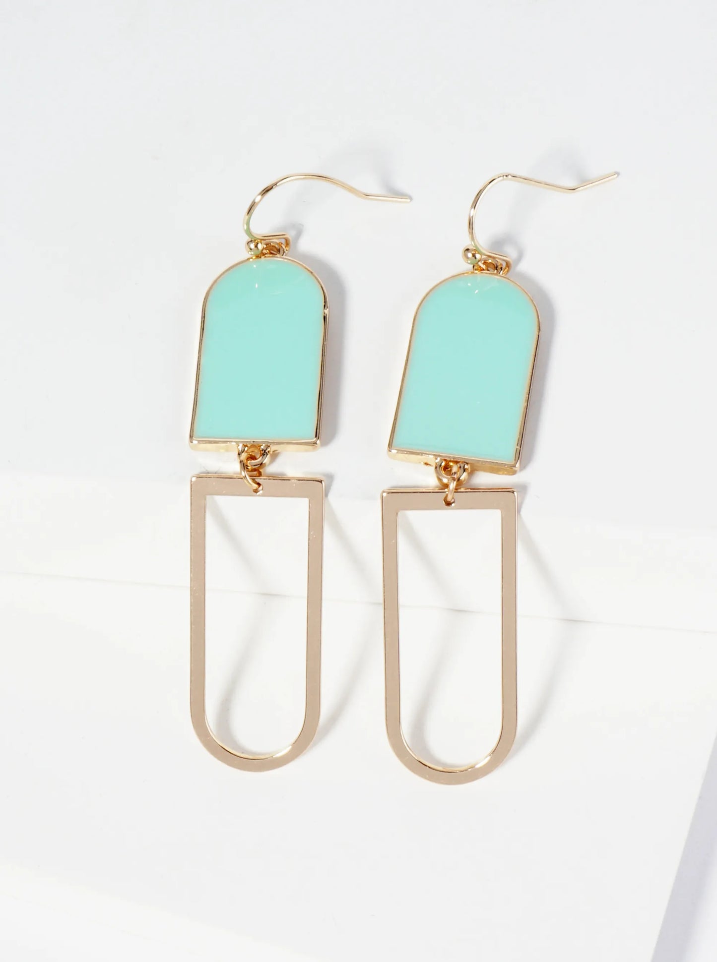 Geometric Enamel Dangle Drop Earrings
