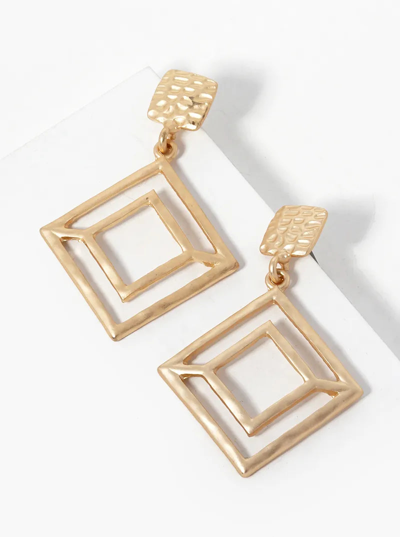Geometric Hammered Metal Post Earrings