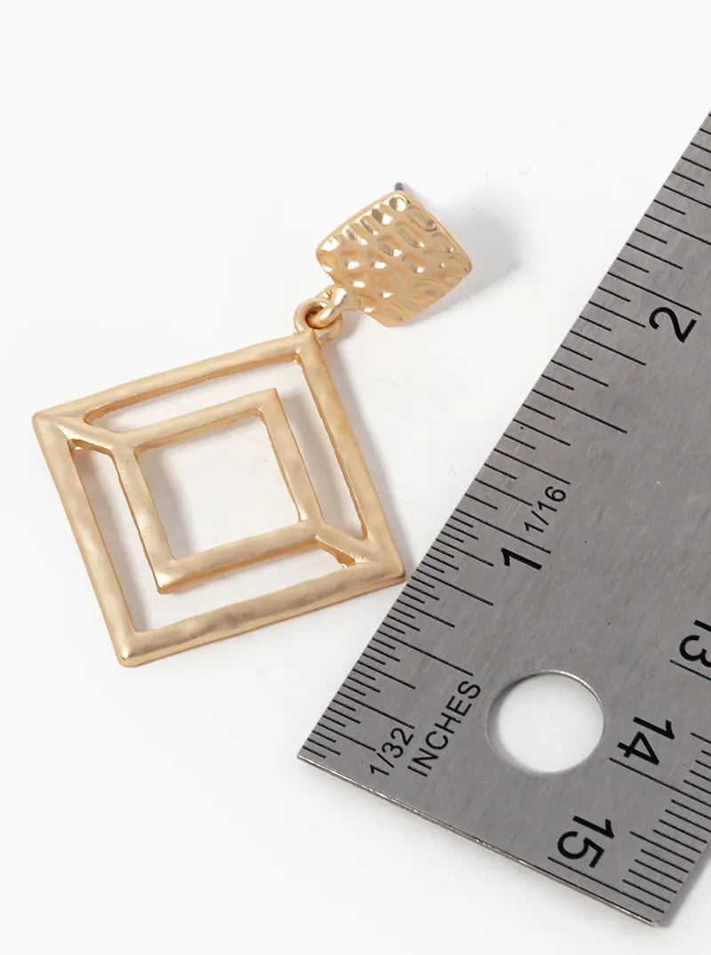 Geometric Hammered Metal Post Earrings