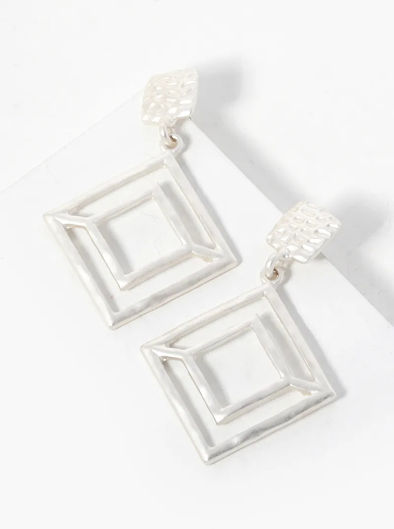 Geometric Hammered Metal Post Earrings