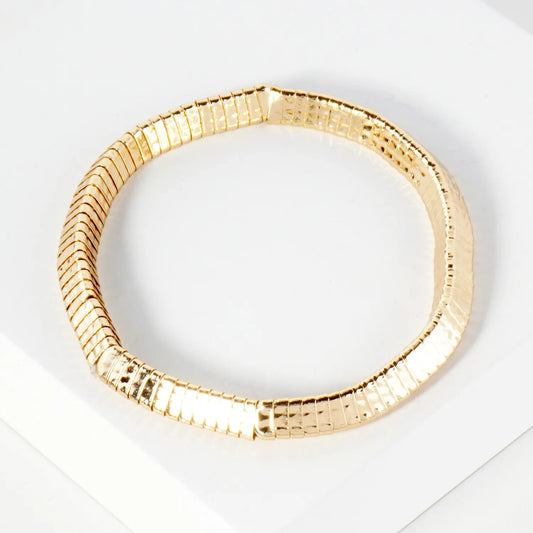 Geometric Hammered-Texture Triangle Metal Stretch Bracelet