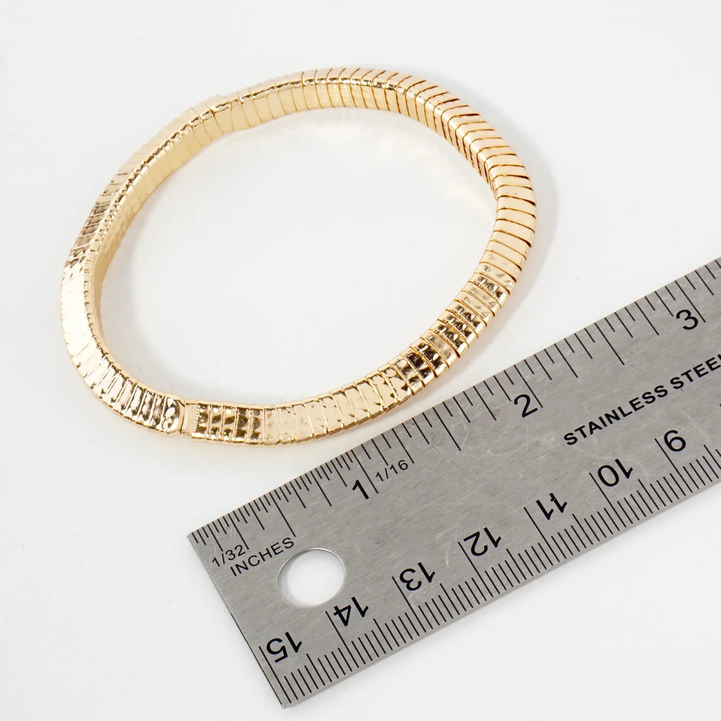 Geometric Hammered-Texture Triangle Metal Stretch Bracelet