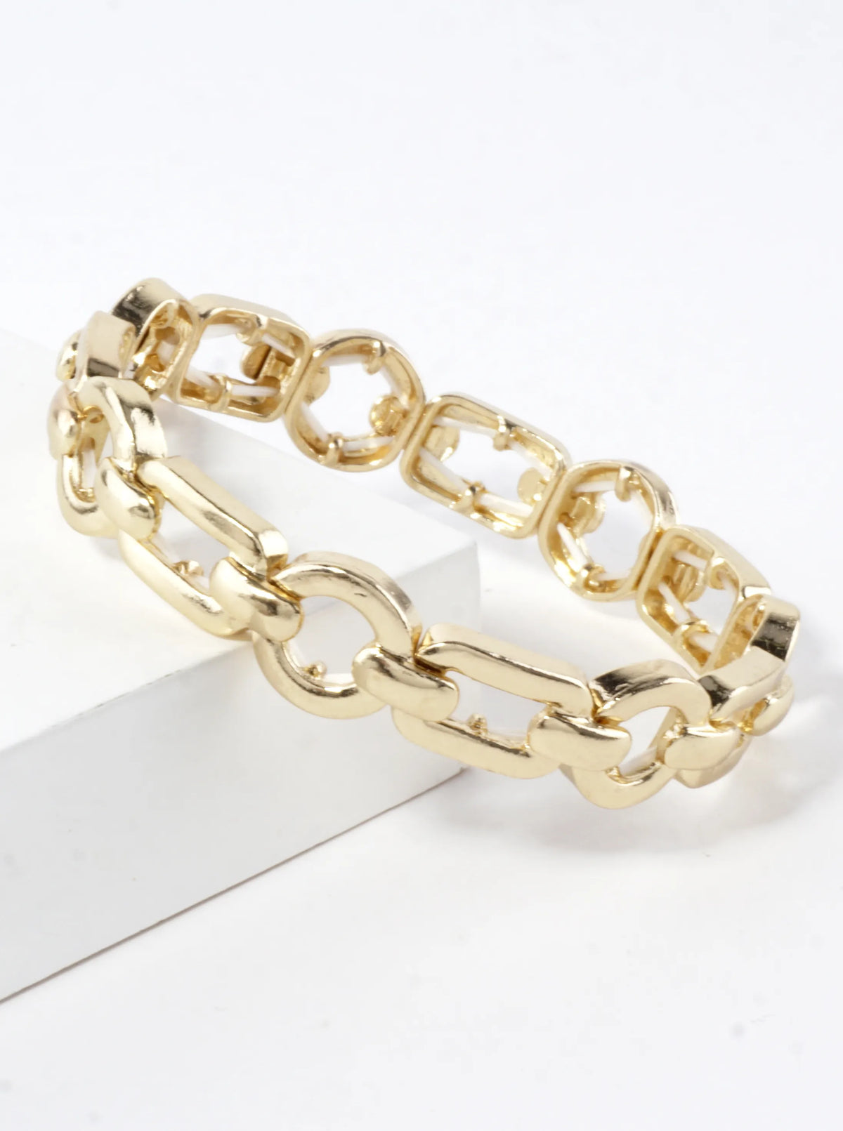 Geometric Link Chain Shaped Stretch Bracelet
