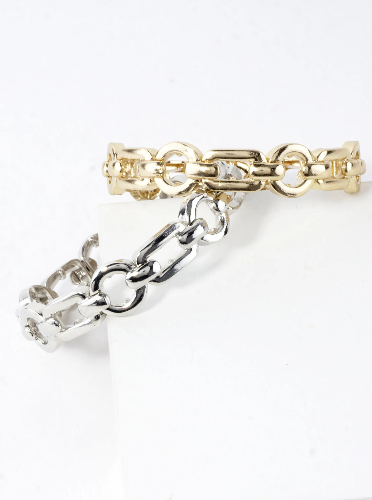 Geometric Link Chain Shaped Stretch Bracelet