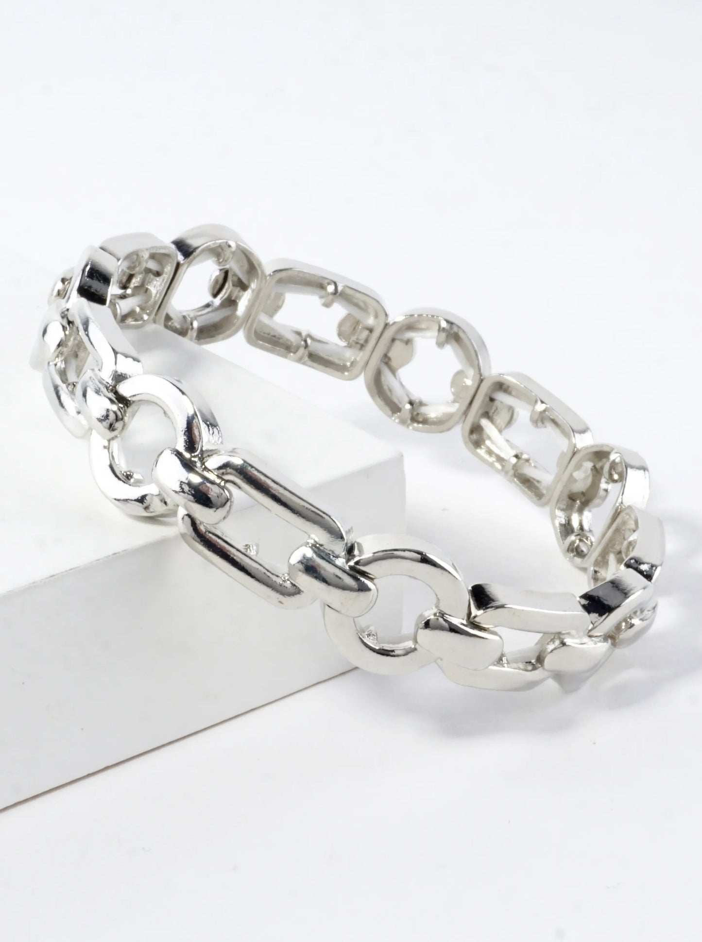 Geometric Link Chain Shaped Stretch Bracelet