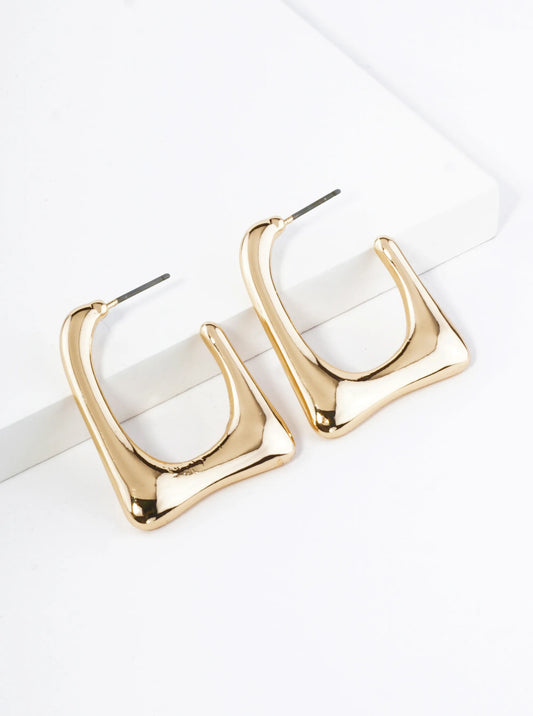 Geometric Rectangular Tapered 30mm Hoop Earrings