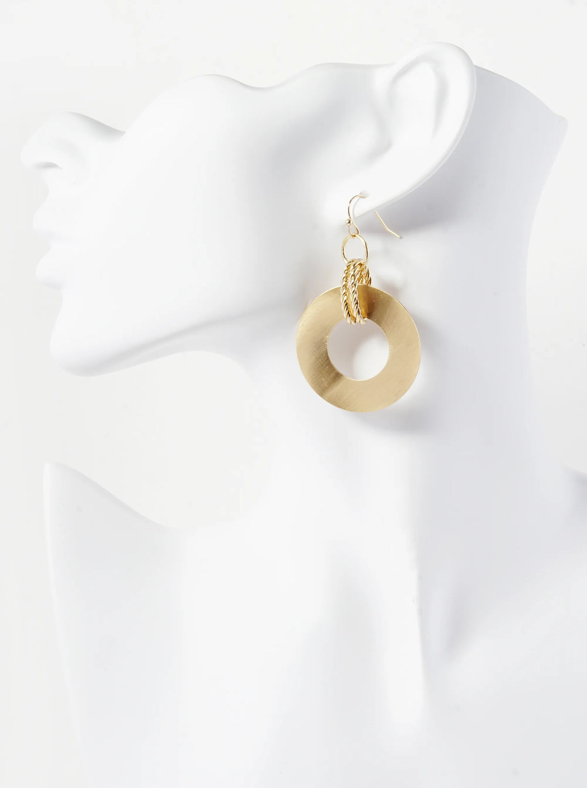 Geometric Round Satin Medal Drop Dangle Earrings