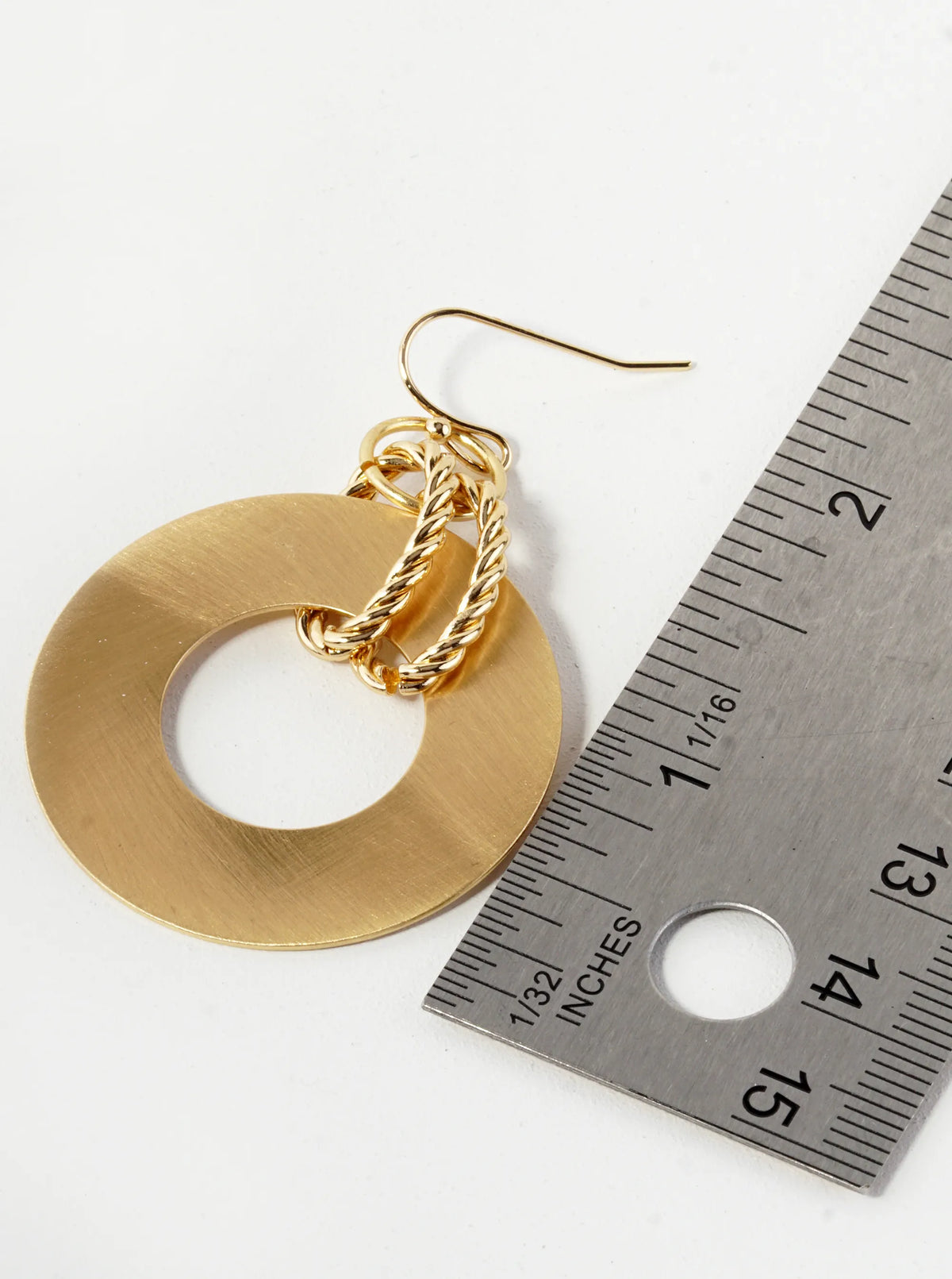 Geometric Round Satin Medal Drop Dangle Earrings