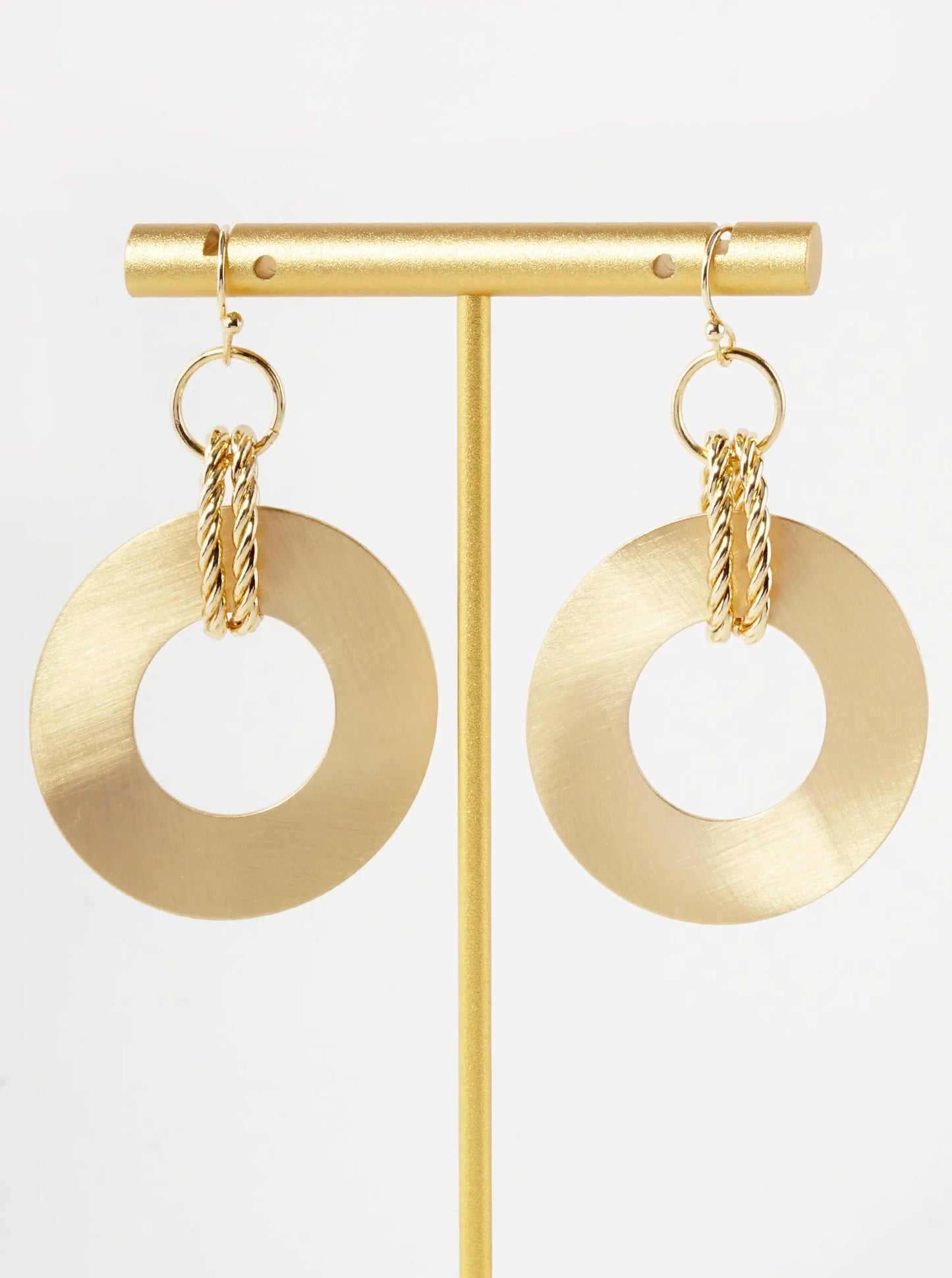 Geometric Round Satin Medal Drop Dangle Earrings