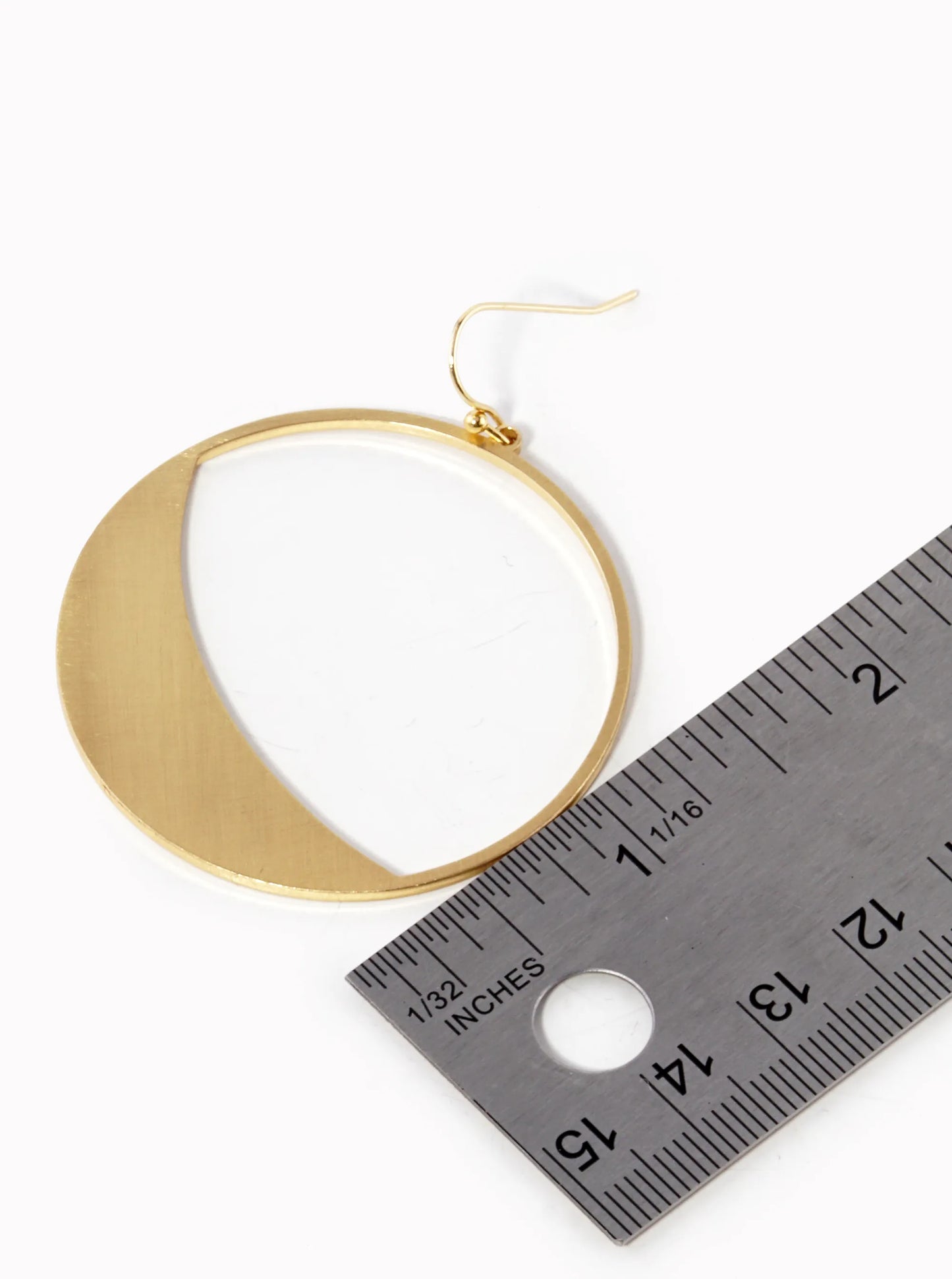 Geometric Satin Brass Textured Round Drop Earrings