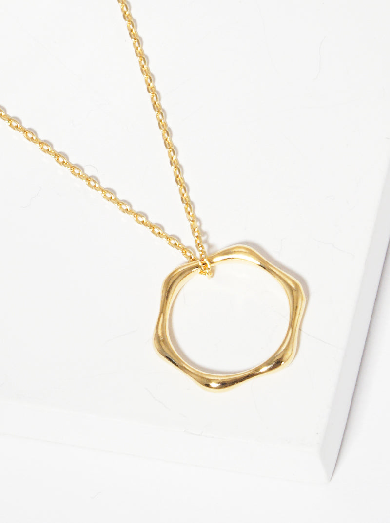 Geometric-Shape Hexagon Pendant 18K-Gold-Dipped Necklace