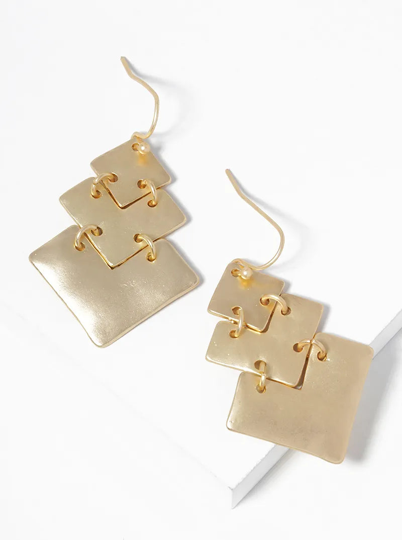 Geometric Shape Metal Dangle Drop Earrings