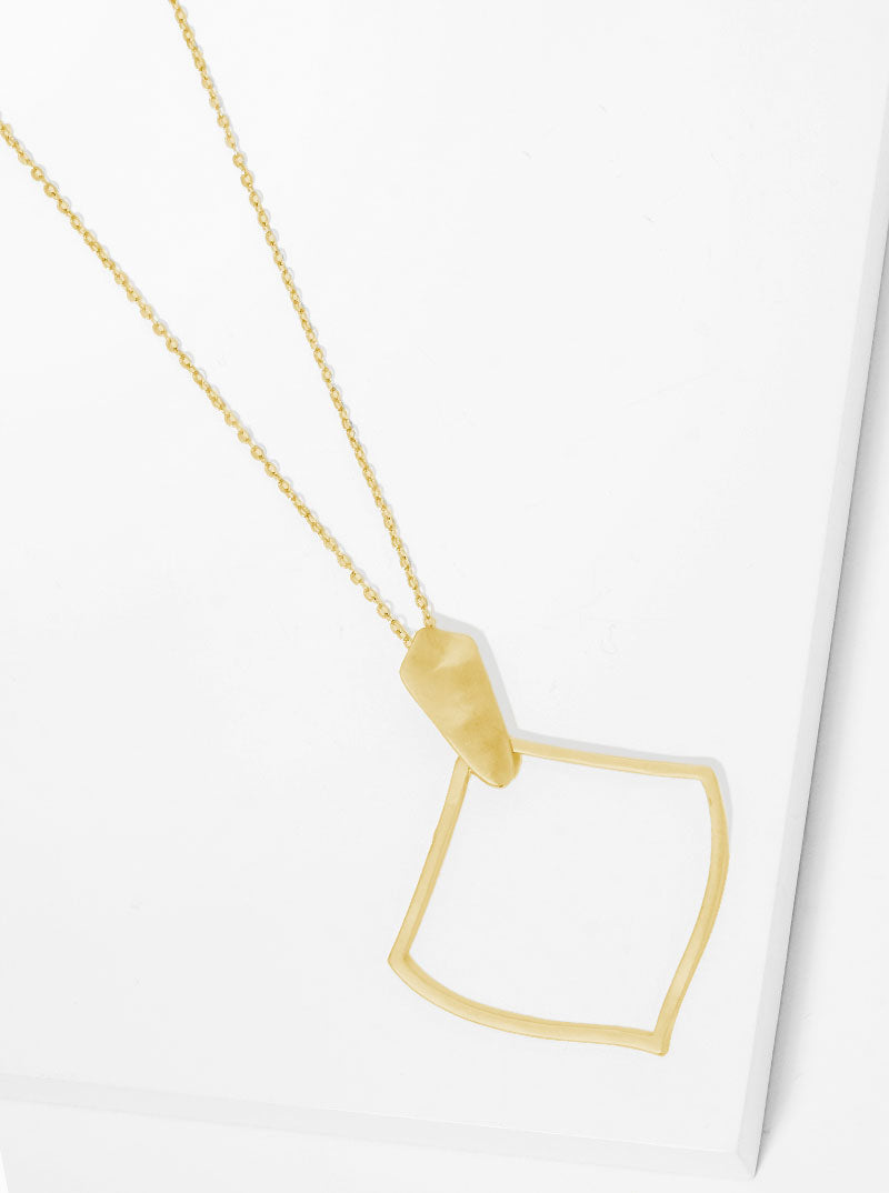 Geometric Shape Metal Pendant Long Necklace
