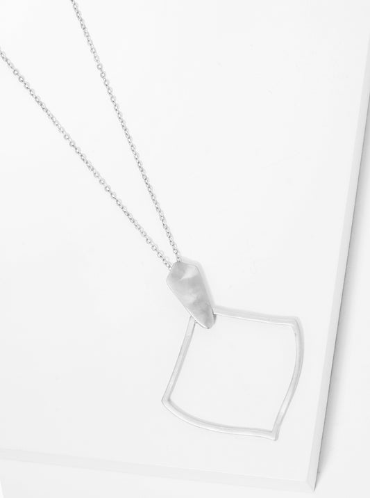 Geometric Shape Metal Pendant Long Necklace
