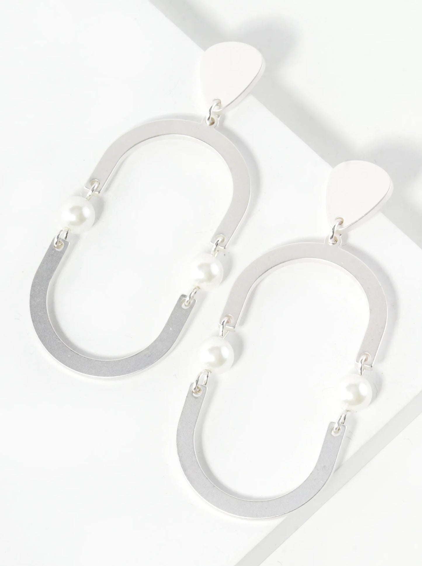 Geometric Up Is Down Pearl Drop Dangle Earrings