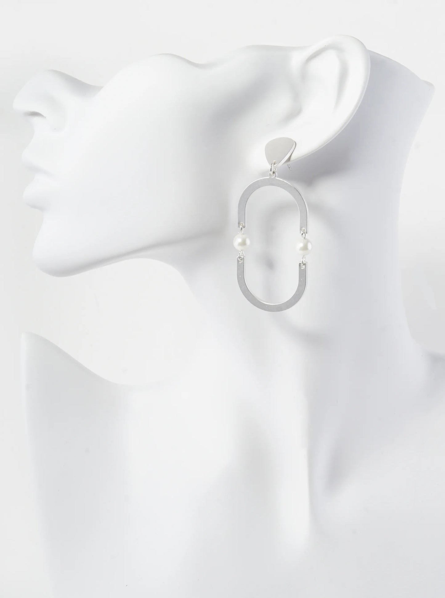 Geometric Up Is Down Pearl Drop Dangle Earrings