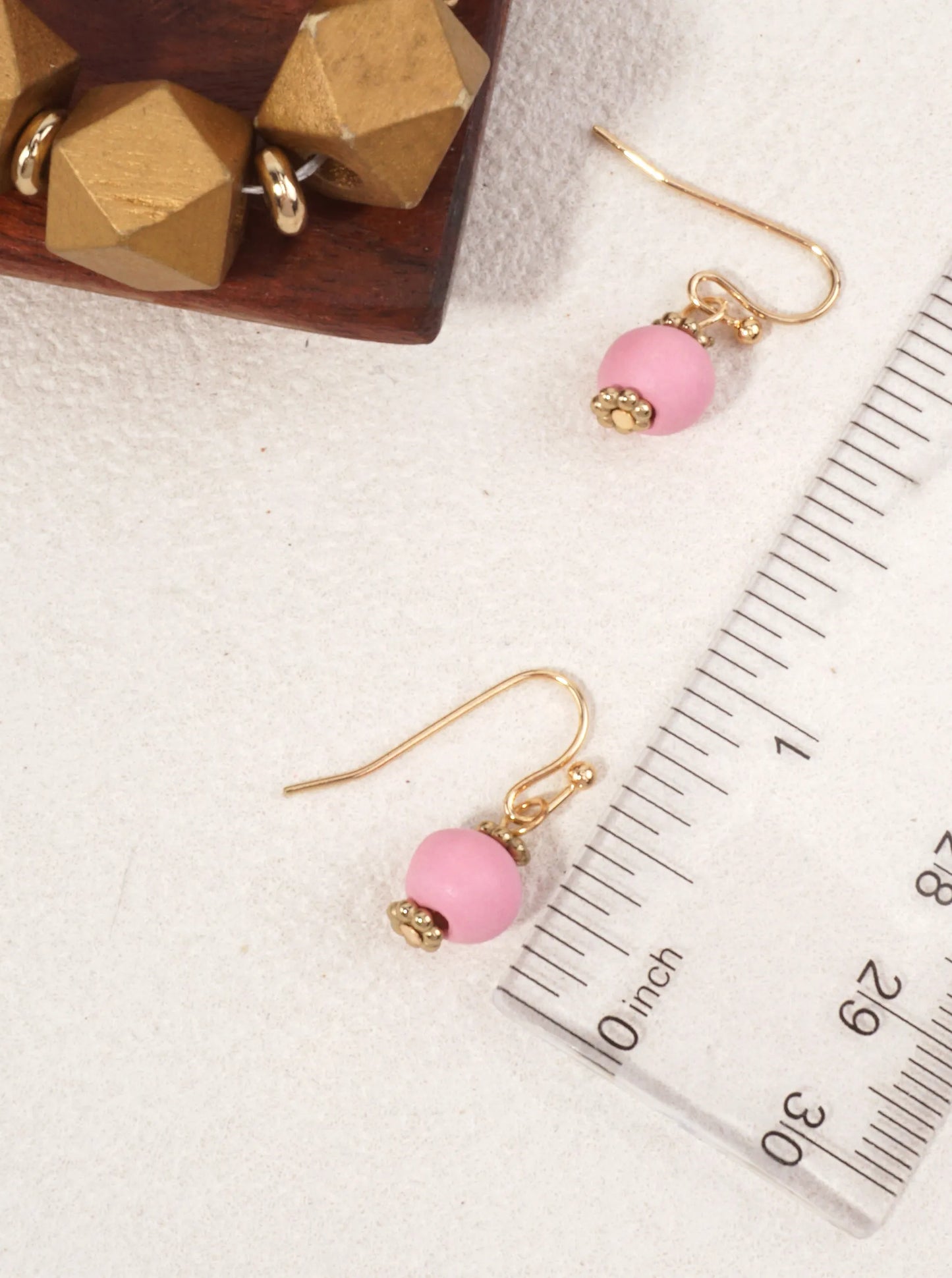 Geometric Wood Bead Necklace Set