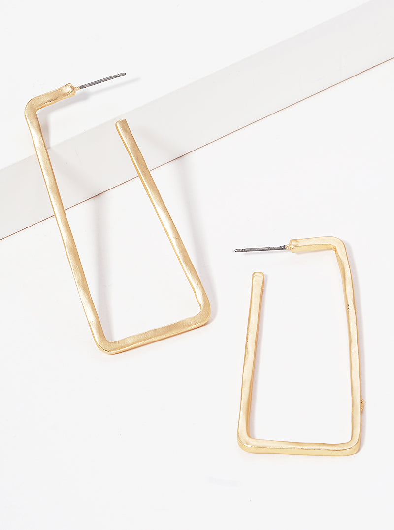 Geometric Shape Hammered Metal Hoop Earrings