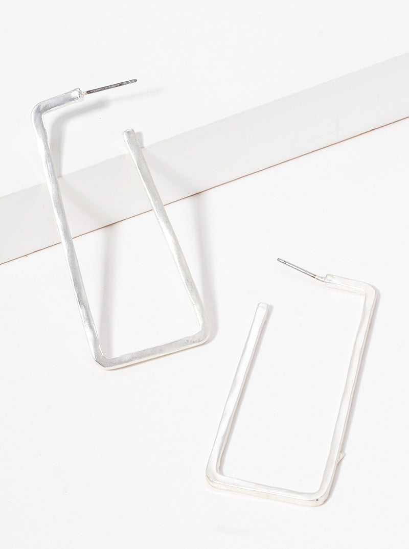 Geometric Shape Hammered Metal Hoop Earrings