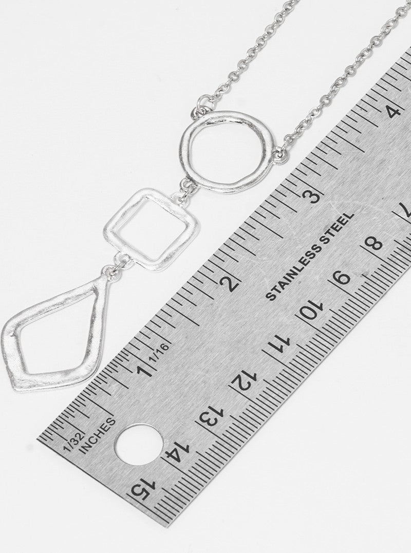 Geometric Shape Hammered Metal Pendant Necklace