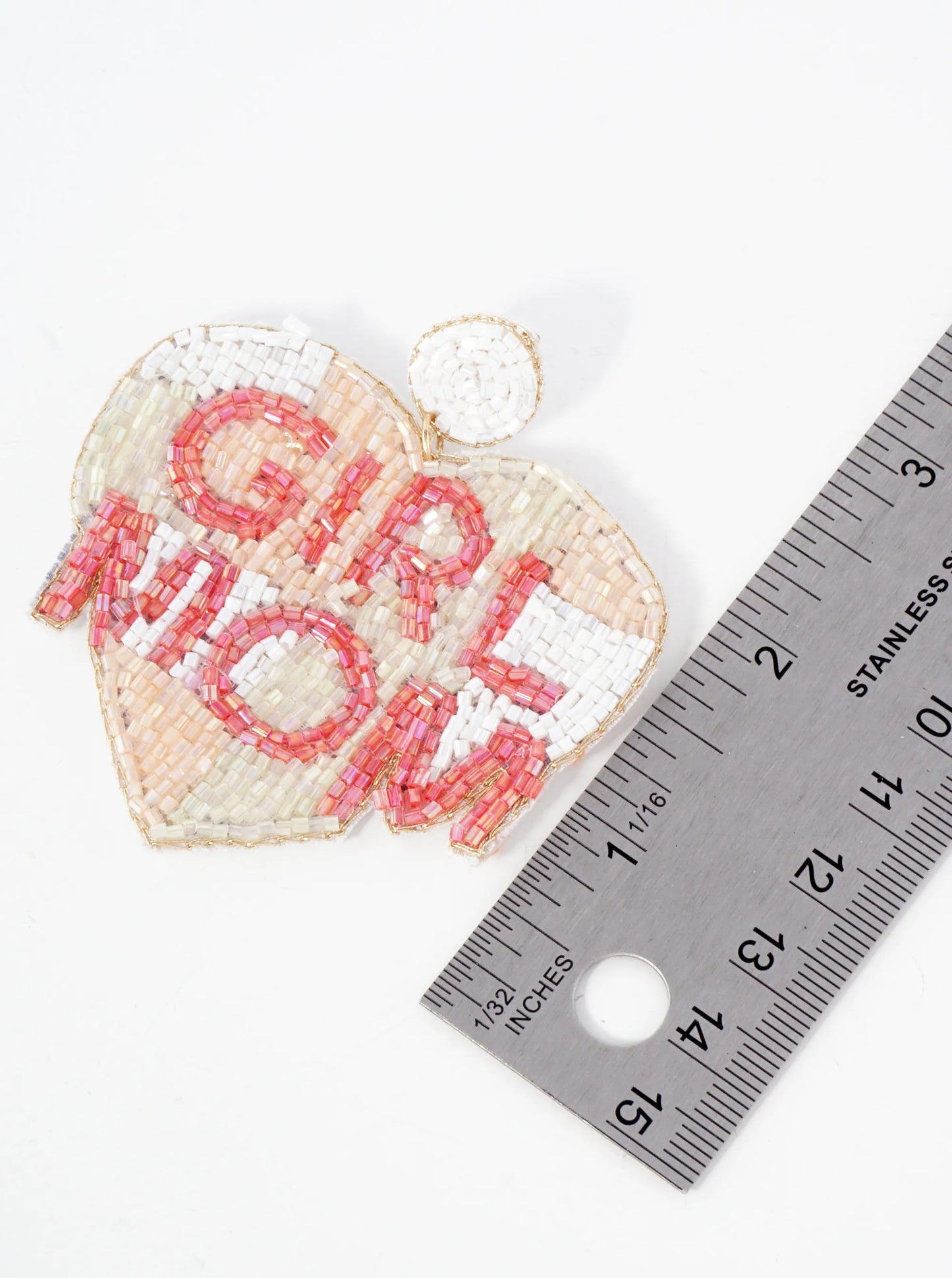 Girl Mom Cylinder-Beaded Big Heart Mothers-Day Statement Earrings