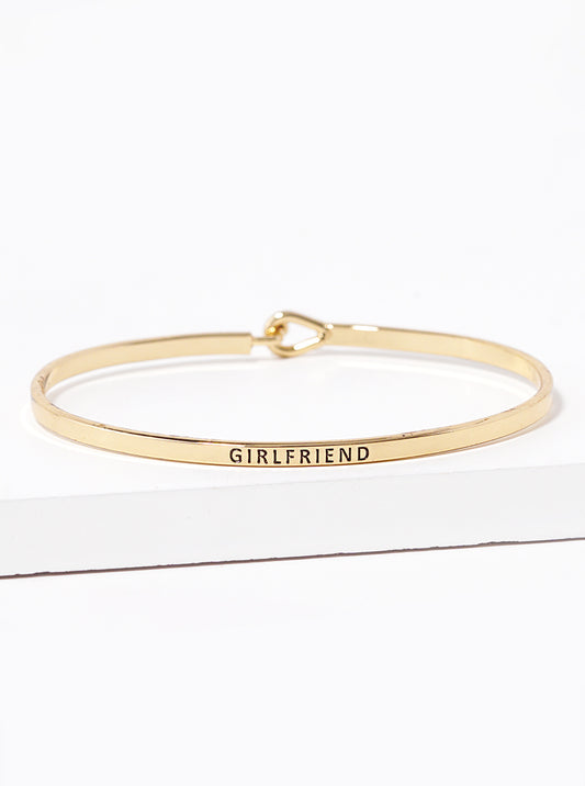 Girlfriend Engraved Inspirational Bangle Bracelet