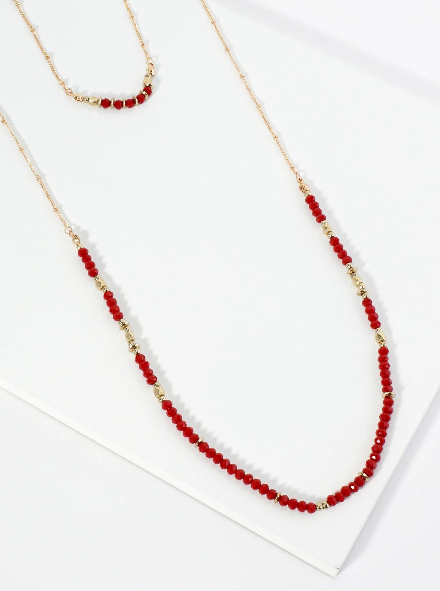 Glass Beaded 16-34 Inch Long Layered Necklace