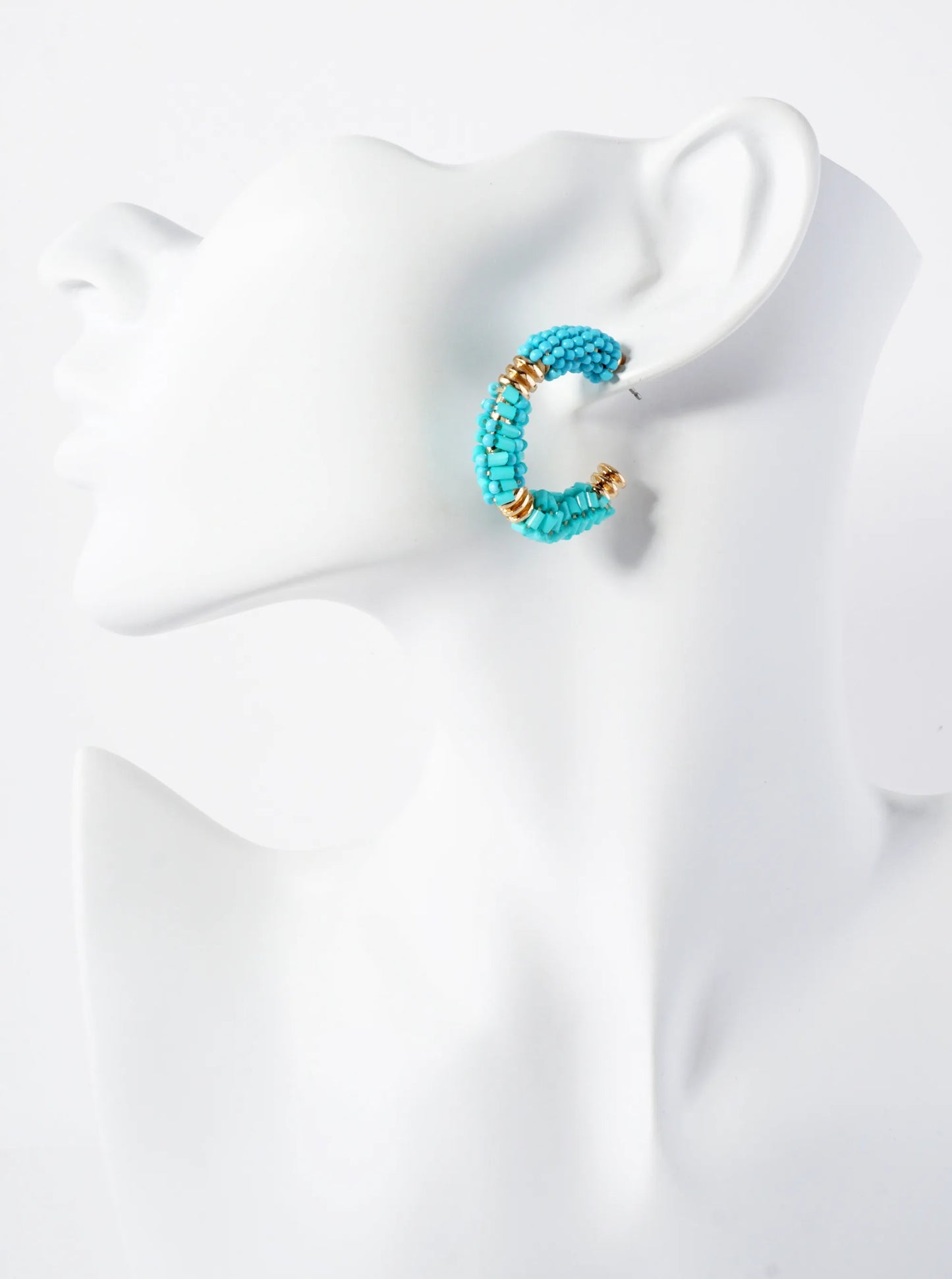 Glass-Beaded 30mm Open Hoop Earrings
