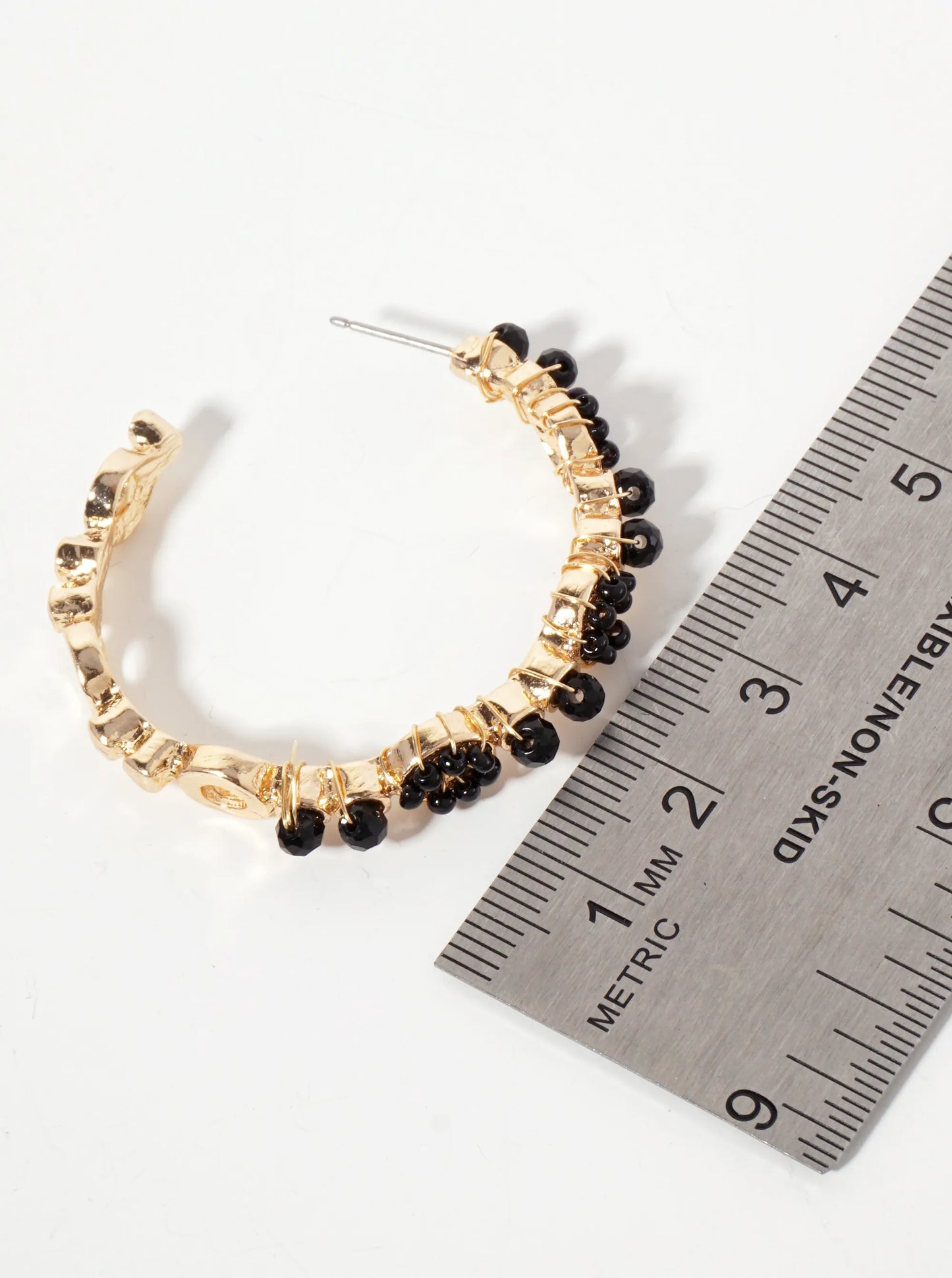 Glass-Beaded 40mm Open Hoop Earrings