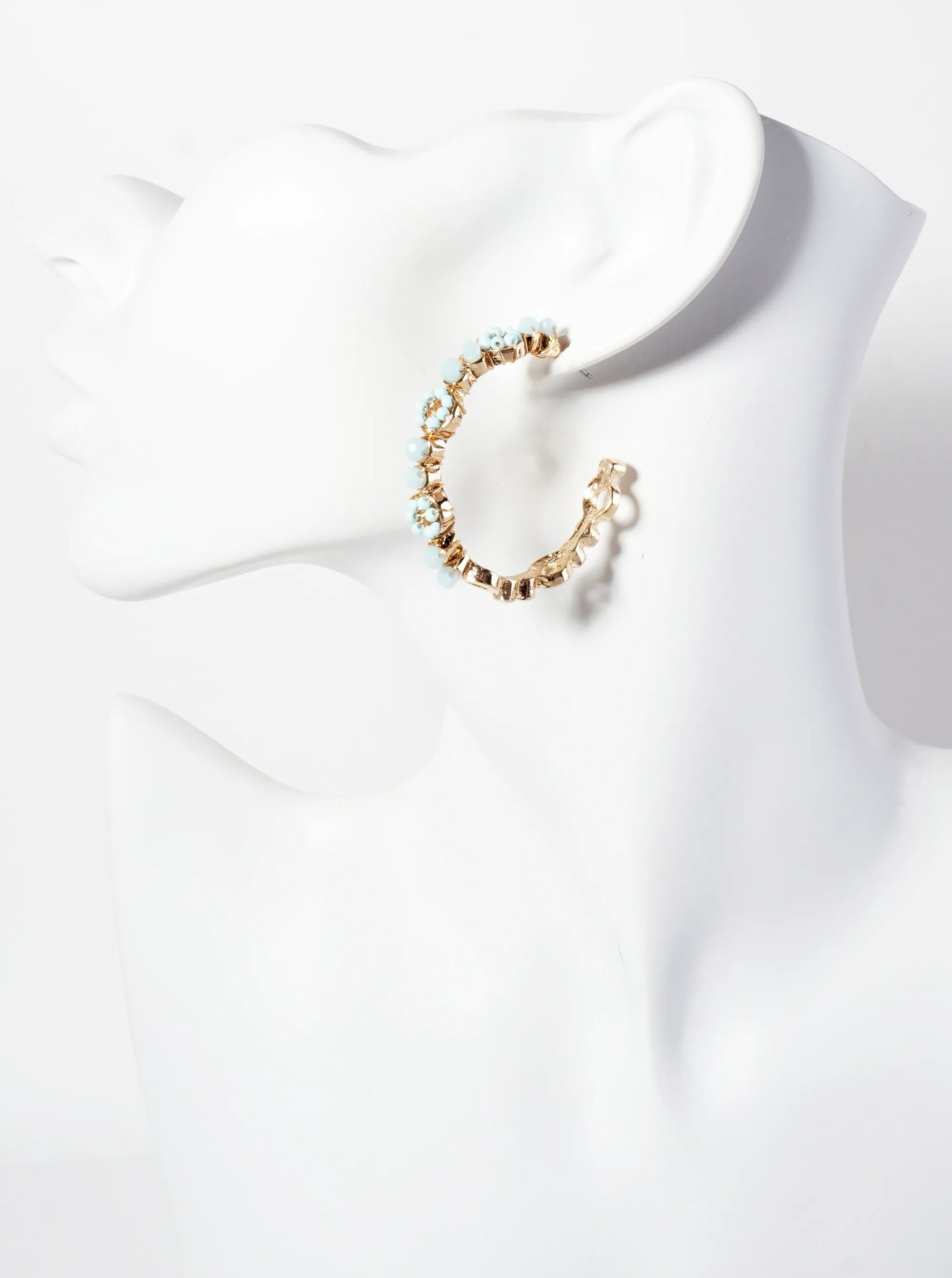Glass-Beaded 40mm Open Hoop Earrings