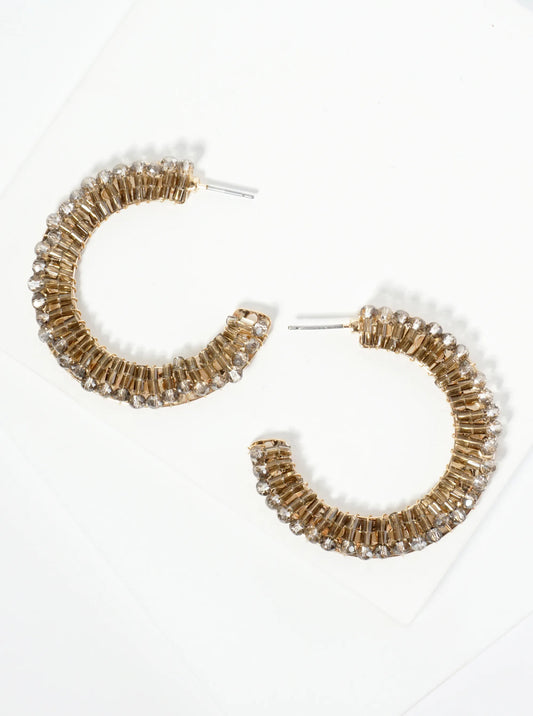 Glass Beaded 40mm Wide Hoop Earrings