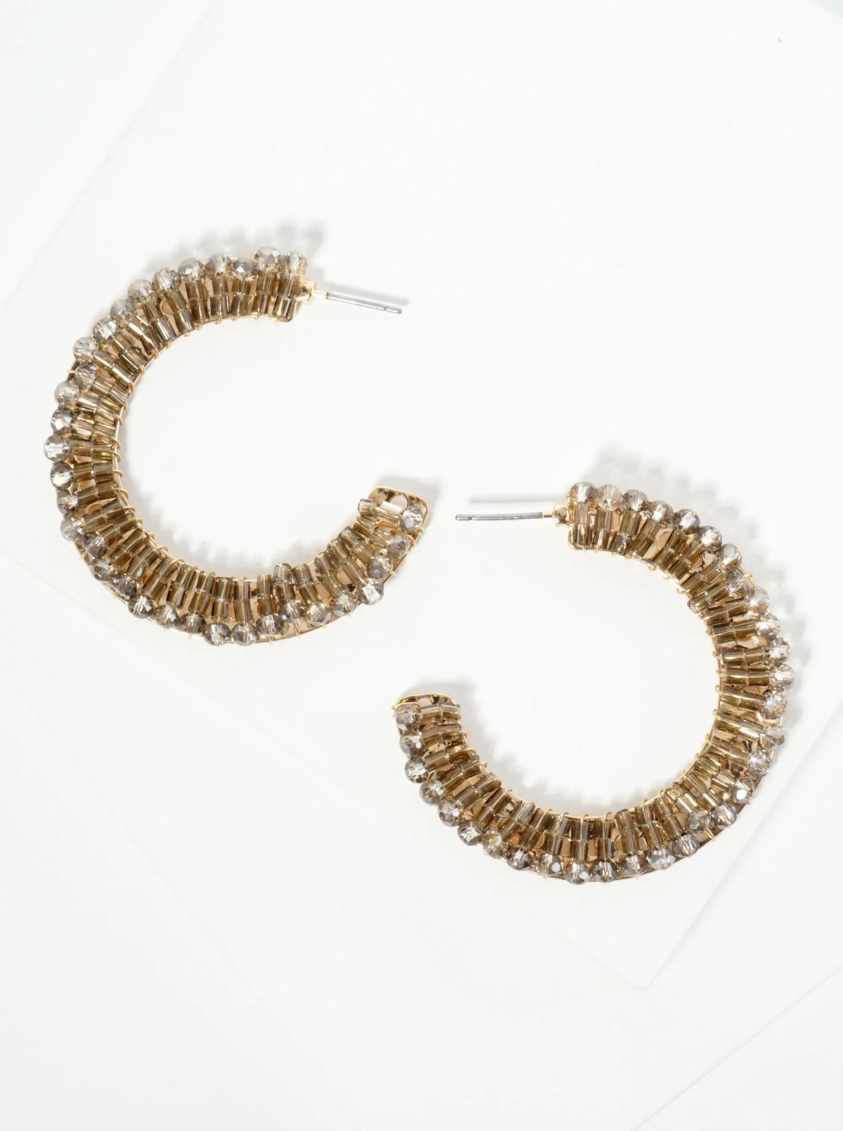 Glass Beaded 40mm Wide Hoop Earrings