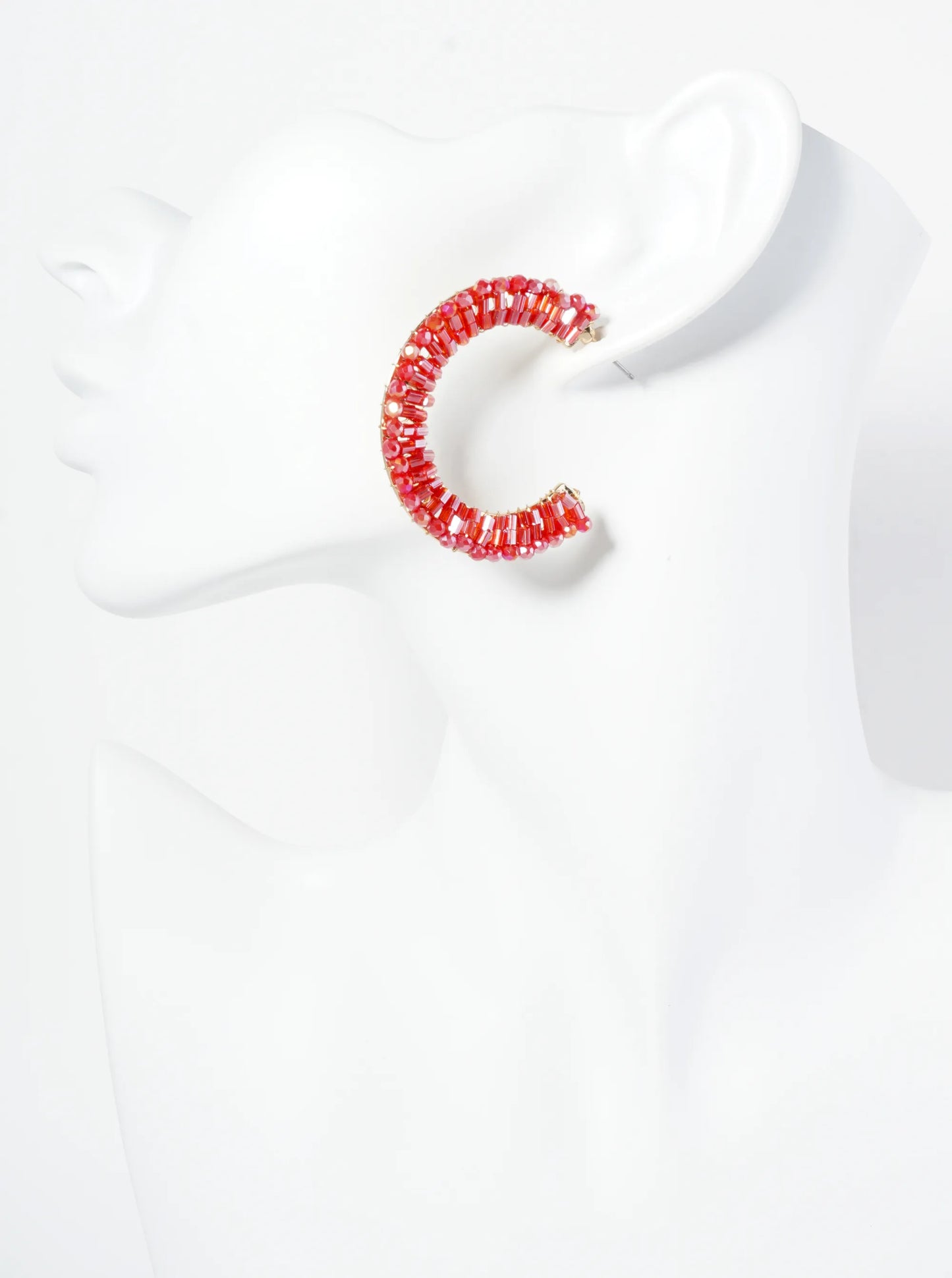 Glass Beaded 40mm Wide Hoop Earrings